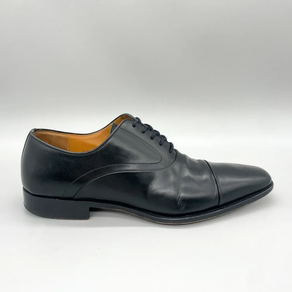 Magnanni Mens 10M Vista Cap Toe Oxford Black Leather Dress Shoes Derby Office